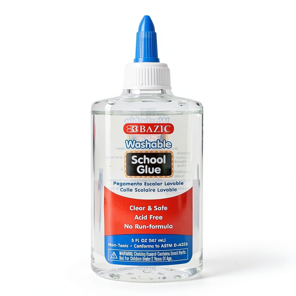 BAZIC Liquid White Glue being used for children's craft project with paper and glitter