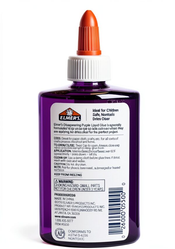 Elmers Disappearing Purple School Glue Dries Clear Washable-1