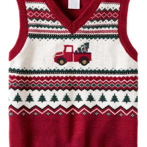 Gymboree Boys Sweater Vests Cotton Christmas Tree Fairisle