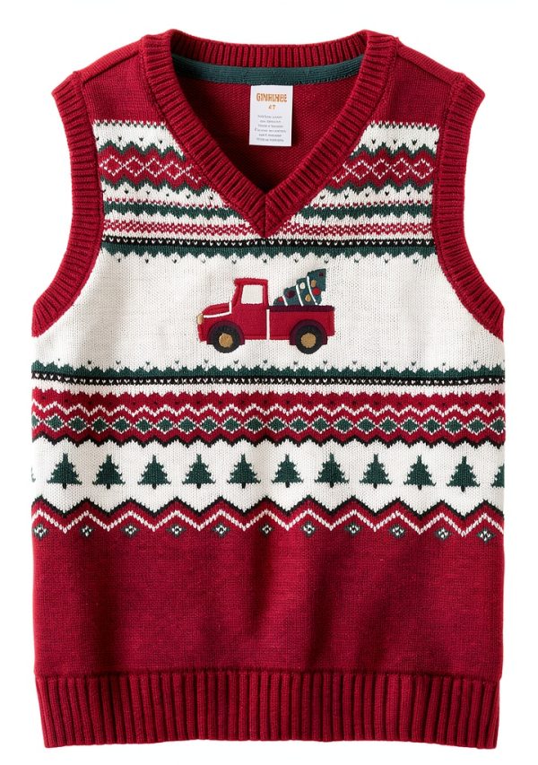 Gymboree Boys Sweater Vests Cotton Christmas Tree Fairisle