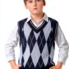 Boys Argyle Knit Vest Navy Blue Sizes 5-14 Years-3