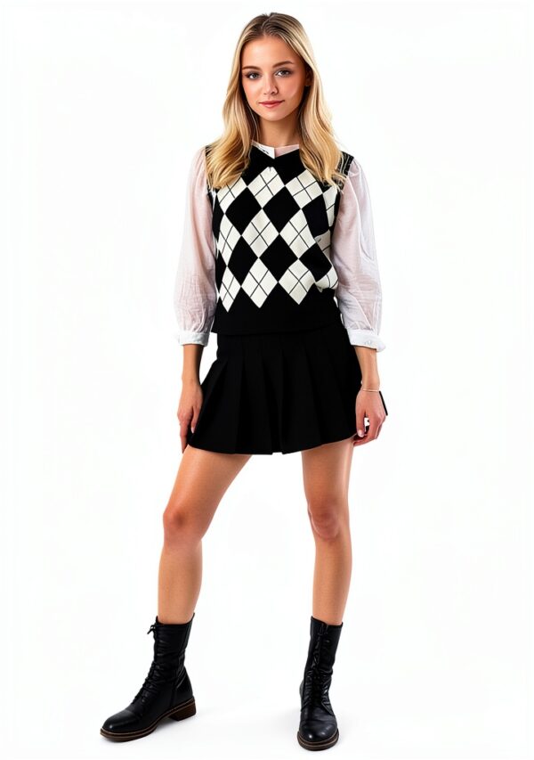 Boys Cotton Knit Sweater Vest Argyle Plaid Sleeveless V-Neck-4