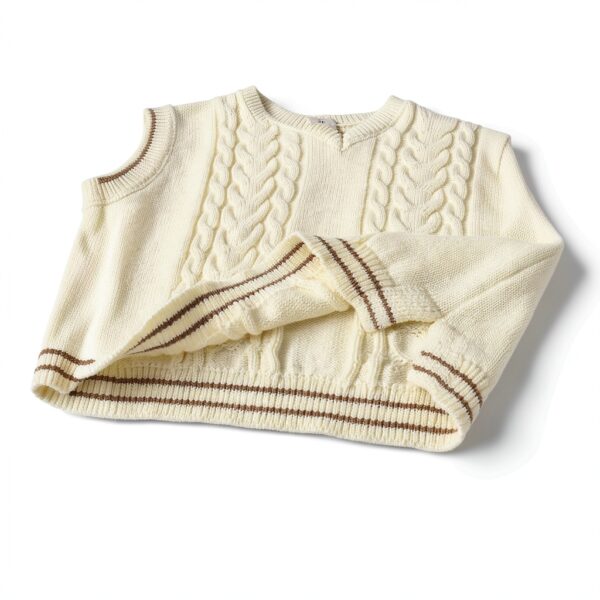 Boys Cotton Cable Knit Sweater Vest Soft Comfortable Beige-3