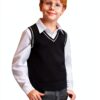 Boys V-Neck Sweater Vest Soft Viscose Slim Fit Sleeveless-1