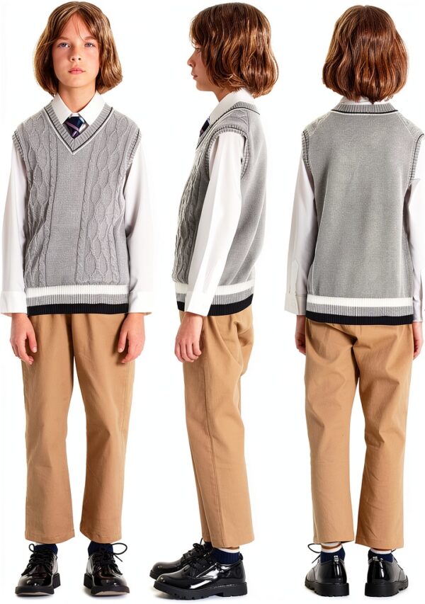 JSTEX Boys Cotton Cable Knit Sweater Vest School Uniform-2
