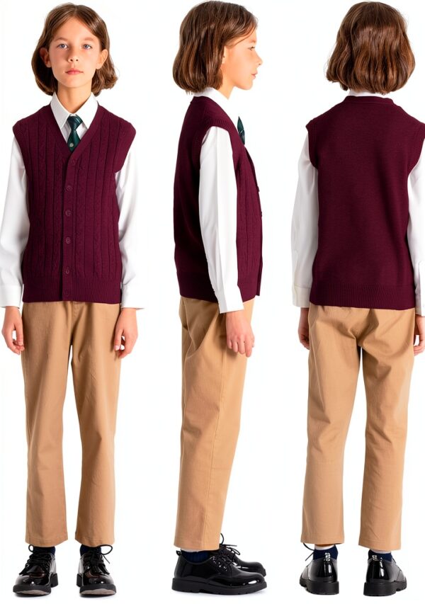 Boboyoyo Boys Cotton Cable Knit Sweater Vest Grey Navy-1