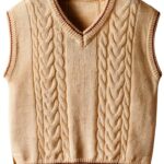 Boys Cotton Cable Knit Sweater Vest Soft Comfortable Beige-0
