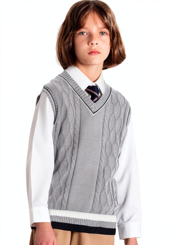 JSTEX Boys Cotton Cable Knit Sweater Vest School Uniform-4