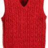 Boys Sleeveless Sweater Vest Cotton Knit V-Neck Design-0