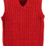 Boys Sleeveless Sweater Vest Cotton Knit V-Neck Design-0