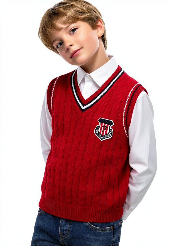 Boys Cable Knit Sweater Vest Soft Knit School Uniform-2