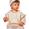 Boys Cotton Cable Knit Sweater Vest Soft Comfortable Beige-1