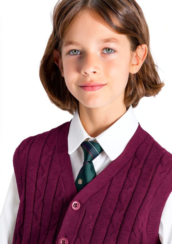 Boboyoyo Boys Cotton Cable Knit Sweater Vest Grey Navy-4