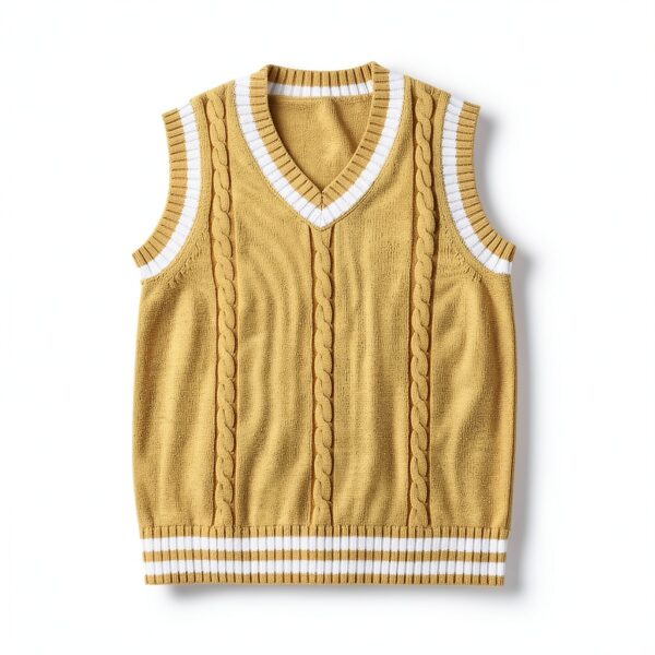 Generic Boys Cotton V-Neck Sweater Vest Cable Knit Design-1