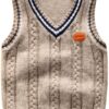 Achiyi Boys Cable Knit Sweater Vest Cotton V Neck School-0