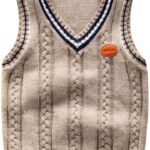 Achiyi Boys Cable Knit Sweater Vest Cotton V Neck School-0