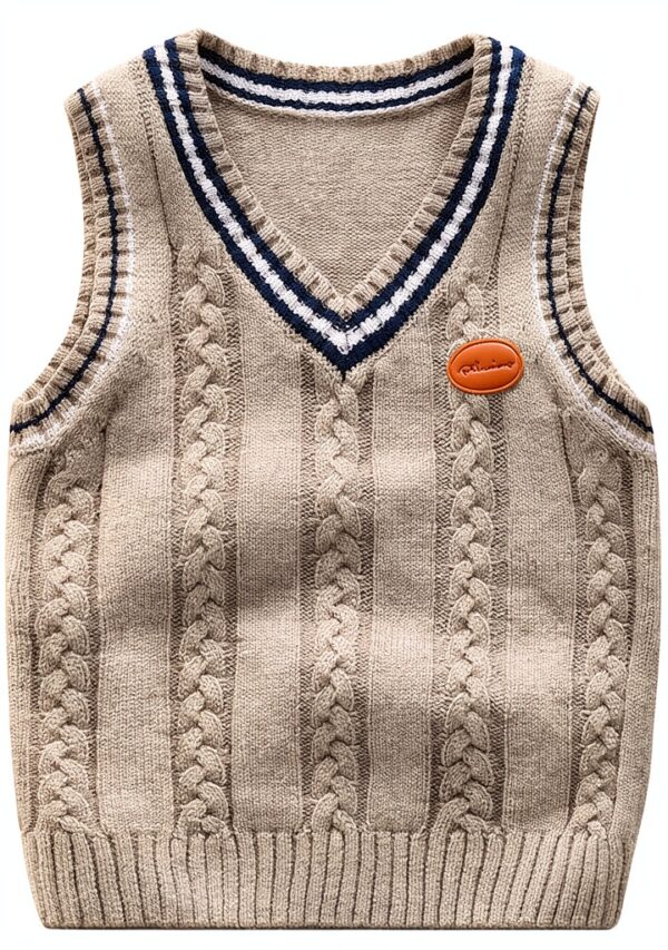 Achiyi Boys Cable Knit Sweater Vest Cotton V Neck School-0
