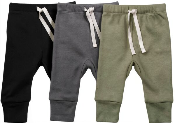 Baby Boys Pants Drawstring Waist Active 3 Pack Black Sage-0