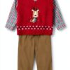IZOD Boys Holiday Reindeer Vest Set Sleeveless V-Neck-0