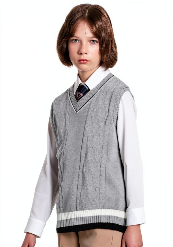 JSTEX Boys Cotton Cable Knit Sweater Vest School Uniform-5