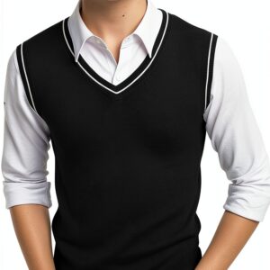 Boys V-Neck Sweater Vest Soft Viscose Slim Fit Sleeveless-0
