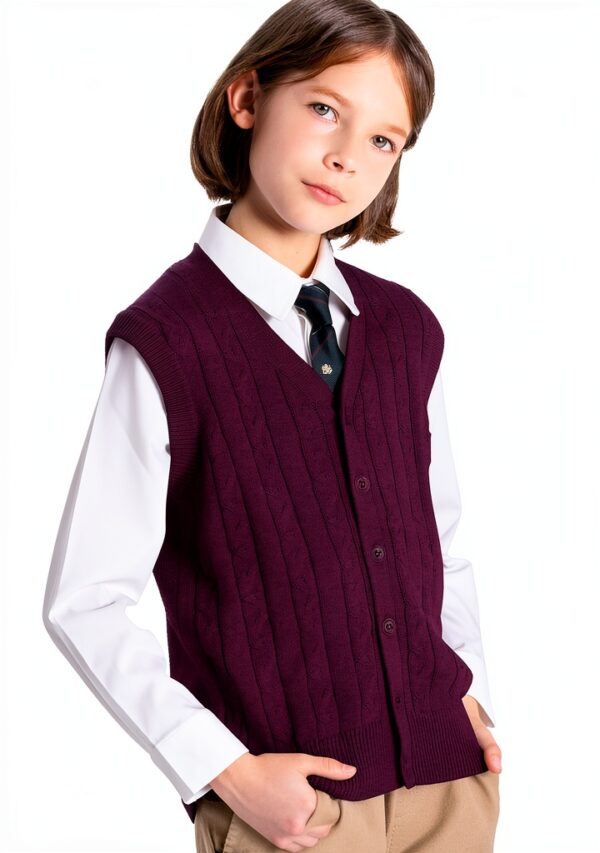 Boboyoyo Boys Cotton Cable Knit Sweater Vest Grey Navy-5