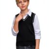 Boys V-Neck Sweater Vest Soft Viscose Slim Fit Sleeveless-4