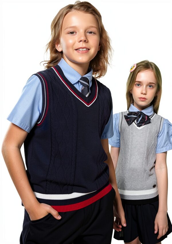 Kid Nation Boys Cable Knit Sweater Vest Unisex School-2