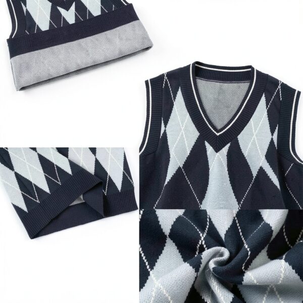 Boys Argyle Knit Vest Navy Blue Sizes 5-14 Years-4