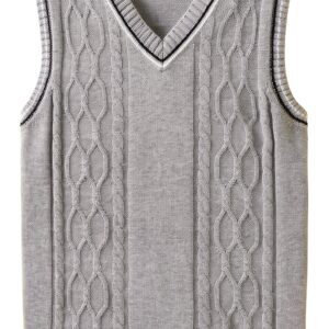 JSTEX Boys Cotton Cable Knit Sweater Vest School Uniform-0