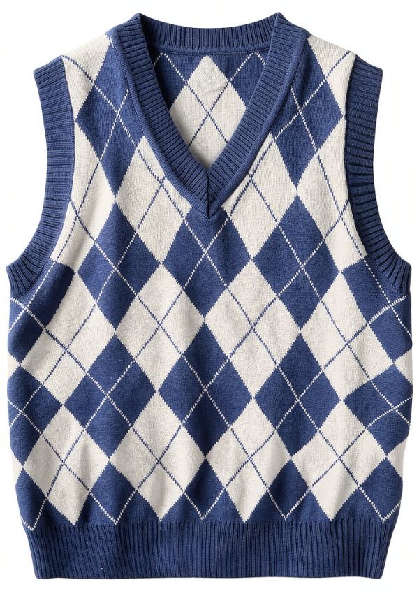 Verdusa Boys Argyle Sweater Vest V Neck Knit Casual