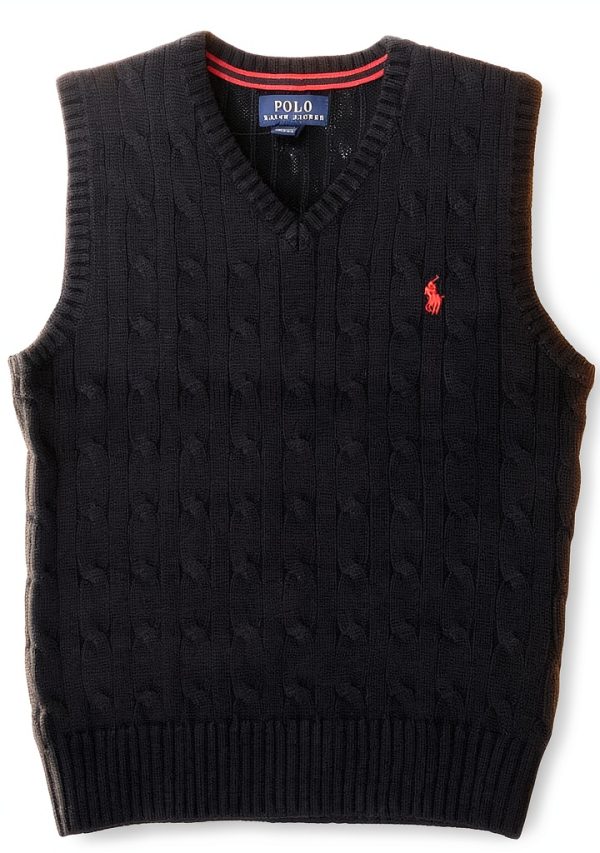 Boys Cable Sweater Vest Polo Ralph Lauren Navy Blue 2T