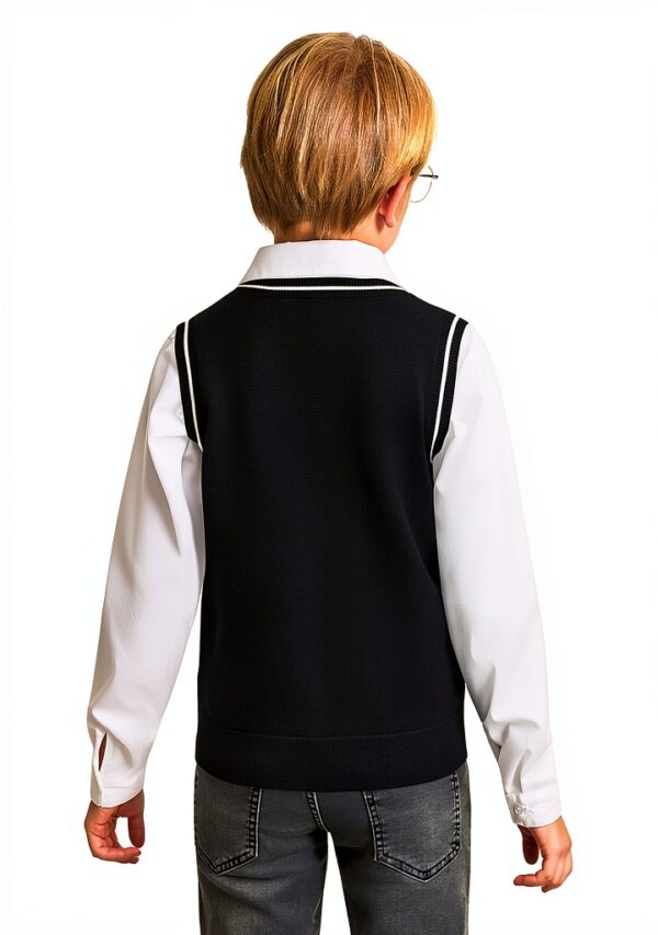 Boys V-Neck Sweater Vest Soft Viscose Slim Fit Sleeveless-3