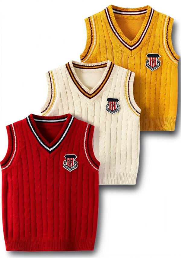 Boys Cable Knit Sweater Vest Soft Knit School Uniform-0