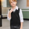 Boys V-Neck Sweater Vest Soft Viscose Slim Fit Sleeveless-5