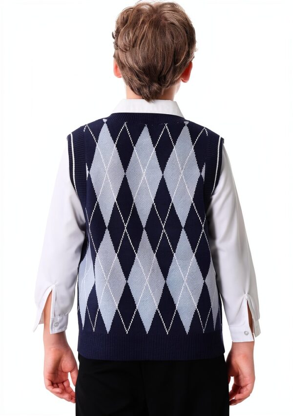Boys Argyle Knit Vest Navy Blue Sizes 5-14 Years-5