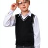 Boys V-Neck Sweater Vest Soft Viscose Slim Fit Sleeveless-2