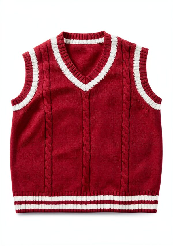Generic Boys Cotton V-Neck Sweater Vest Cable Knit Design-2