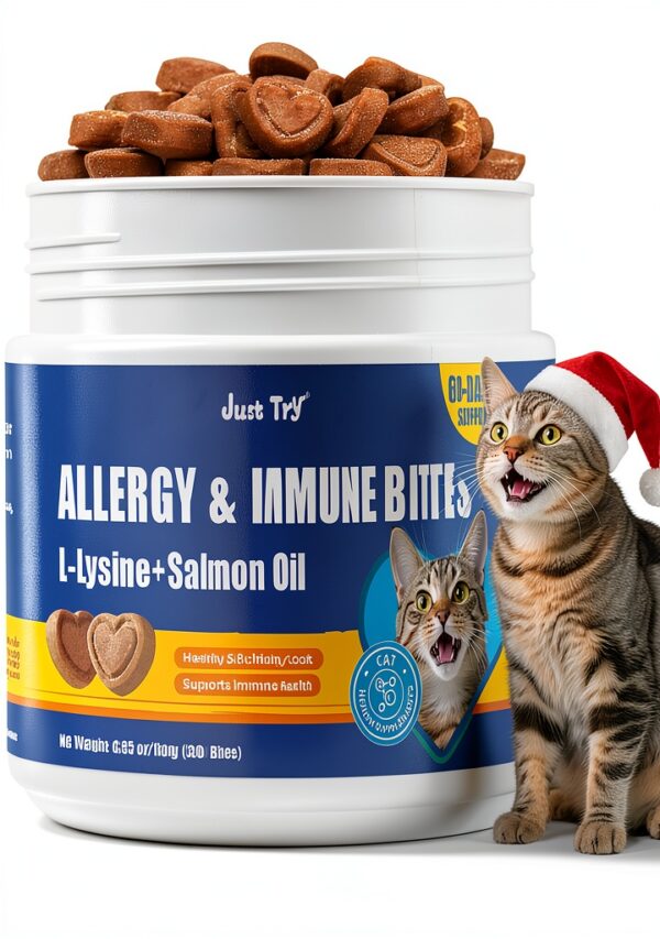 Just Try 300 Bites Immune for Cats L Lysine Quercetin Skin Relief-0