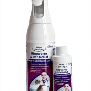FlexTran Feline Ring Care | Control & Help with Cat Ringworm, Mange, Dermatitis, Dog Paw Yeast. Also Works on Dogs, Hamsters, Guinea Pigs, Rabbits, etc. Makes 32 oz of Spray for Cats and Itch Relief-0