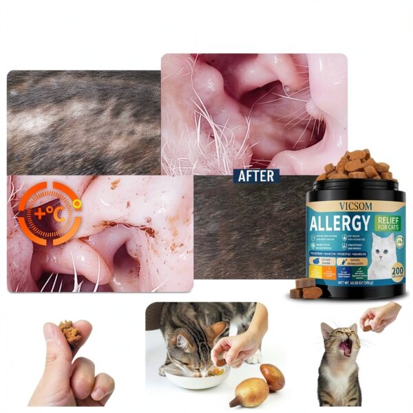 Cat Allergy Relief Chews VICSOM Natural Chicken Flavor Itch Remedy-3