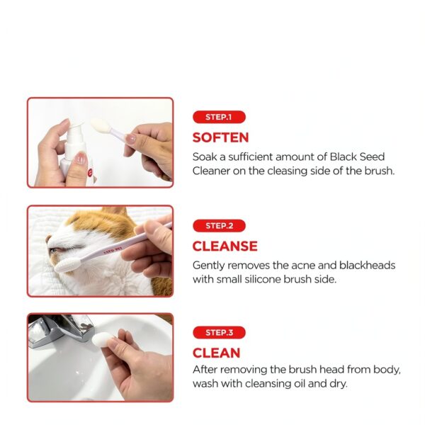 JAYU PET Cat Blackhead Kit – Black Seed Cleaner & Brush-7