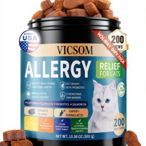 Cat Allergy Relief Chews VICSOM Natural Chicken Flavor Itch Remedy-0