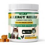 Cat Allergy Relief for Cats, 150 Soft Chews for Cat Itch and Allergy Relief with Omega-3 and Probiotics Coat Health, Immune Boost and Seasonal Allergies Chicken Flavor Chews-0