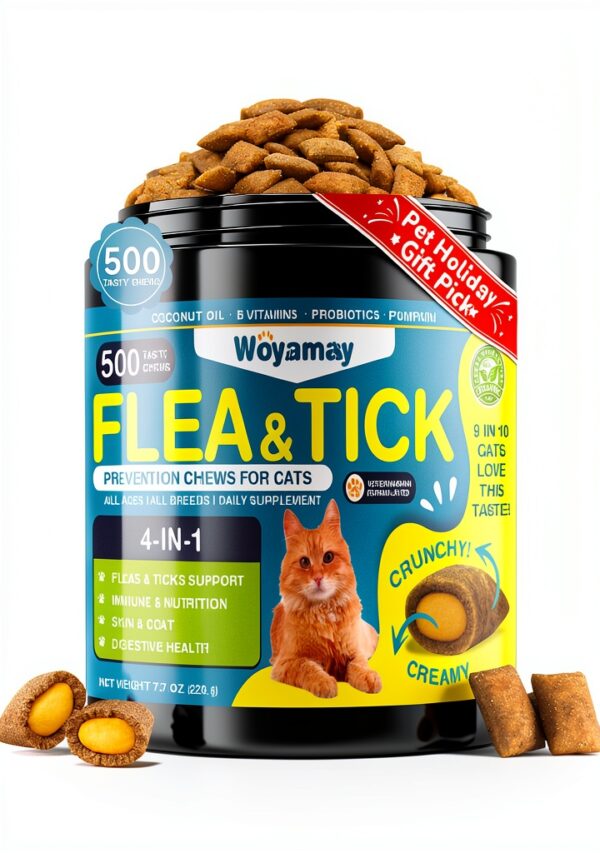 Flea and Tick Prevention for Cats Woyamay 4‑IN‑1 Chew Chicken 500pcs-0