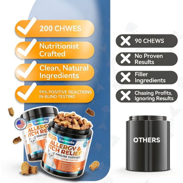 Cat Allergy Relief Chews Carmelie 200 Soft Chews Omega3 Probiotic-7