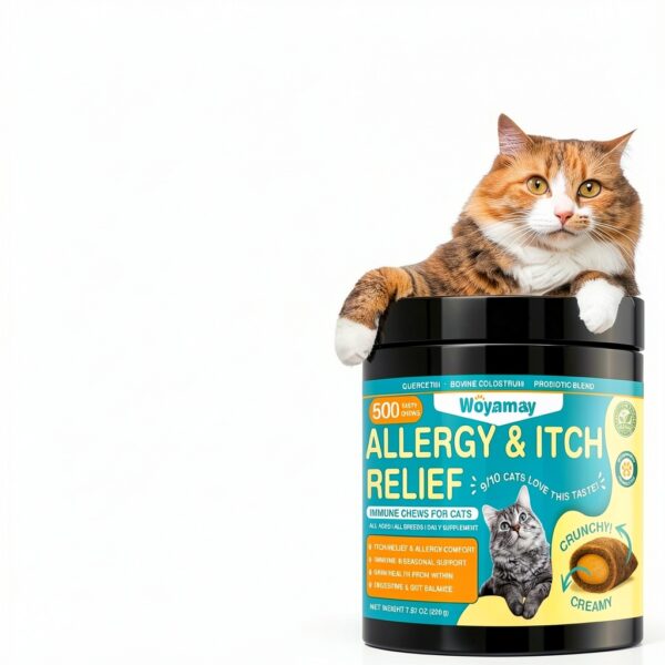 Cat Allergy Relief Woyamay 500 Crunchy Chicken Chews for Itchy Skin-1