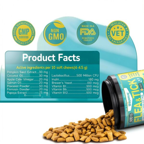 Flea and Tick Prevention for Cats Woyamay 4‑IN‑1 Chew Chicken 500pcs-4