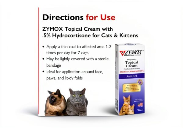 Zymox Cat & Kitten Topical Cream 0.5% Hydrocortisone 1 oz Pet King-2