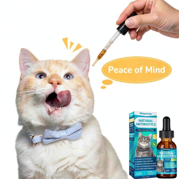 Antibiotics for Cats, Natural Antibiotic for Allergy Relief, Urinary Tract Health, Itch Relief & Digestion Care, Cat Allergy Relief for Cats, Cat Immune Support Supplement, 2 Fl Oz-6